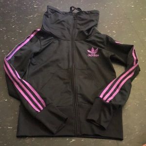 Black and purple adidas zip sweater (without hood)